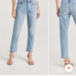 AGOLDE Riley Hugh Rise Straight Crop Jeans, sz 28, color Zephyr Wash